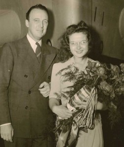 Dorothy Winslow Copley at the dedication and launch of the USS Harold L. Winslow in 1943 (Courtesy of Faith Winslow Barry)