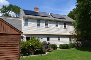 Solar panels on the roof of the Colburns' home on Randolph Terrace