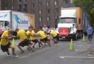 A scene from last year's truck pull