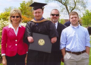 Matt Christian at his graduation from Bryant University with his mother, Allie, his father, Jerry, and brother, Michael