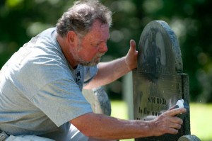 Johnny Jorgenson cleaned over 100 gravestones at the Canton Corner Cemetery this past year. (Courtesy of the author)
