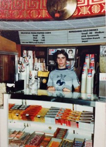 Peter Nay behind the candy counter at the Oriental Theatre in July 1981 (Courtesy of Marion Nay)