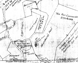 An ancient map showing the location of the “Indian Burying Place” off Pleasant Street
