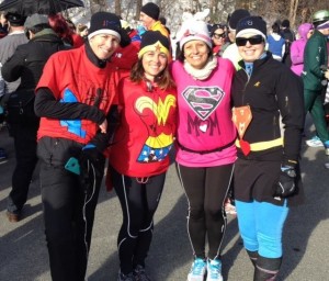 Jo Lysko (far left) with fellow runners at the CharityTeams Superhero 17 Run