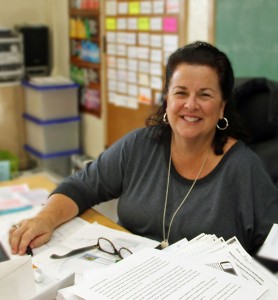 Jean Kelleher at her desk at St. John's School
