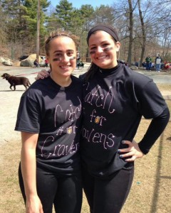 Andrea Tamasi (right) designed the Bulldogs' shirts for Saturday's fundraiser.