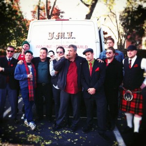 Jim Lamarr (center) with the Dropkick Murphys