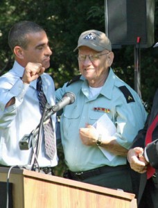 Tony Andreotti (right) with Mark Uliano at the dedication of the town's 9/11 memorial in 2011