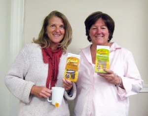 Joan MacIsaac (left) and Irene Costello with oatcakes and a cup of tea