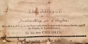 The advice of Jonathan Kiny Jr. to his children was published soon after the ensign’s death in 1756.