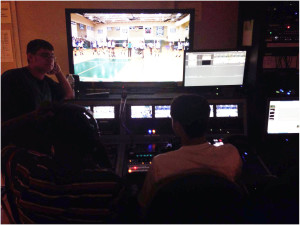 TV production students film a CHS volleyball match for The Student Station.