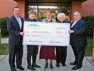 L-R: Stephen Costello, Bank of Canton president & CEO, Food Pantry Co-Director Mary Buckley, Bank of Canton Director Marian Pendergast, pantry volunteer Janet Pratt, and Bank of Canton Director Steve Rotella