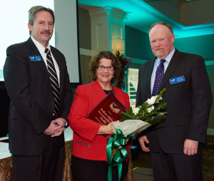 L-R: Past NVCC Board Chair Mike Moran, Dedham Medical CEO Roberta Zysman, and current NVCC Board Chair Peter McFarland