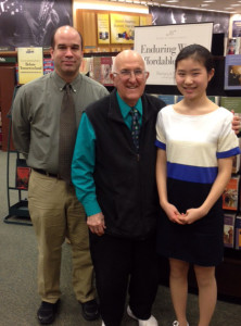 L-R: CHS Math Department Chair Dr. Michael Curry, Marty Badoian, and Dasol Lee at Barnes and Noble