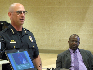 Police Chief Ken Berkowitz and Attorney Ernst Guerrier (Tim O'Connor photo)