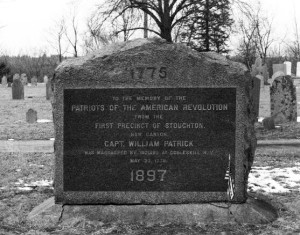 The monument at Canton Corner dedicated to the Patriots of the American Revolution and Captain William Patrick (Courtesy of the Canton Historical Society)