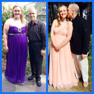 Caroline Titus is pictured above with her dad, local DJ Gary Titus, before and after her surgery.