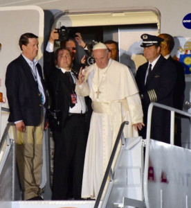 Clyve did the lighting for the pope's arrival at the airport.