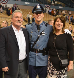 New Trooper Ryan Sceviour with his parents, Dana and Donna