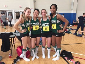 Nicole Brown, Selena Cho, Hannah Link and Tanya Bastien at the winter All-State meet (Anna Amico photo)