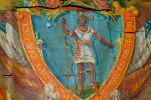 One of the oldest surviving militia flags with the Great Seal of Massachusetts painted thereon