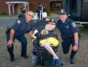 Chief Berkowitz, Brian C. (wearing the chief’s hat) and Officer Tim Taylor 