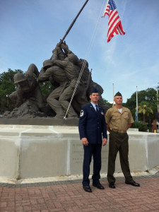 Master Sgt. Stephen Mulford with his son, Shawn, at his graduation from Marine boot camp in July
