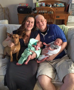 Johanna Curran and Wes Chapman with their newborn twins, Will and Alice