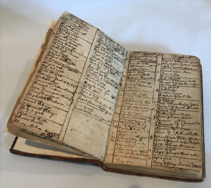 Parson Samuel Dunbar’s handwritten diary from the years 1727-1775 (Collection of the Canton Historical Society)